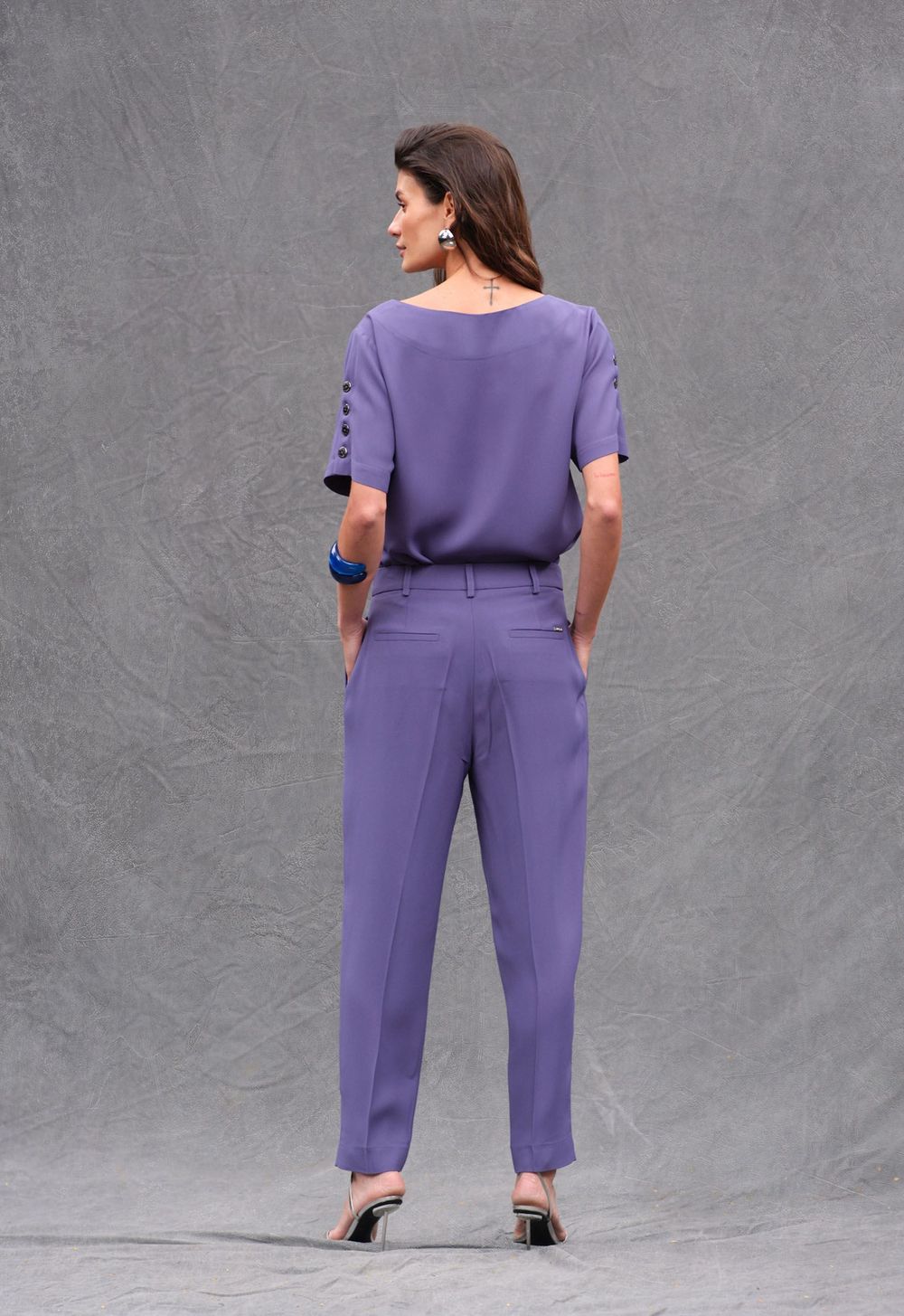Blusa Crepe Patou Azul Justine