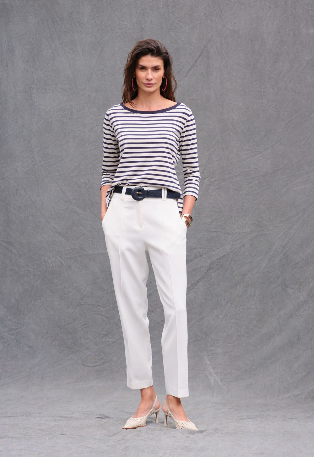 Blusa  Listrada Marinho Carolina