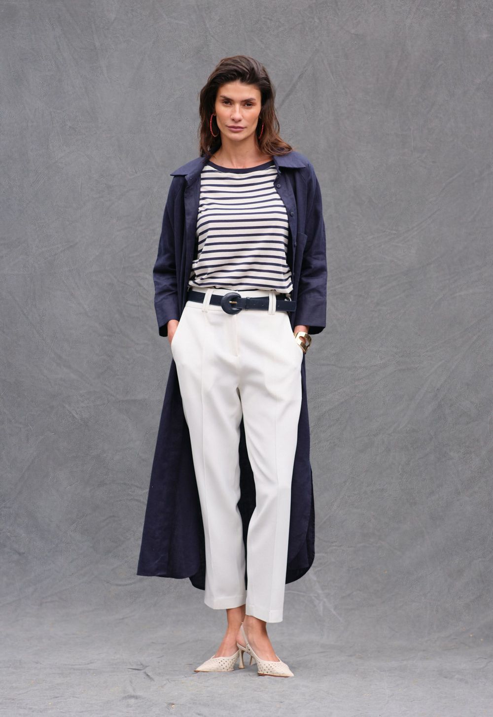 Blusa  Listrada Marinho Carolina