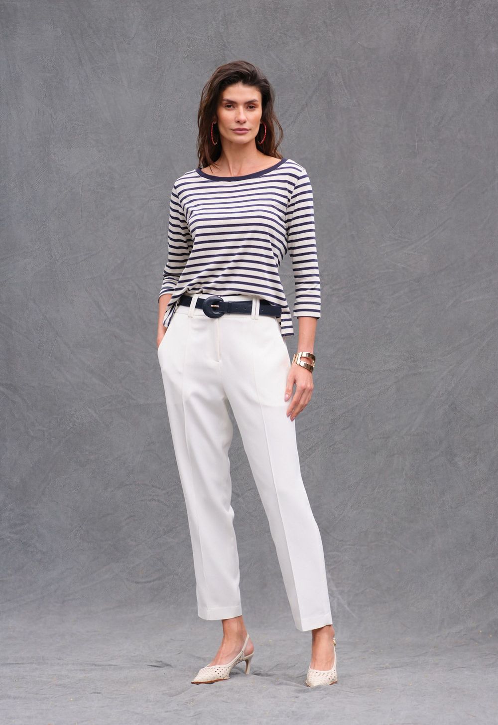 Blusa  Listrada Marinho Carolina