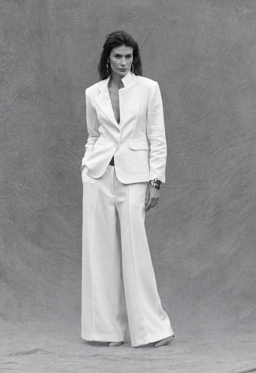 Calça Ampla Rami de Algodão Off White Vitória