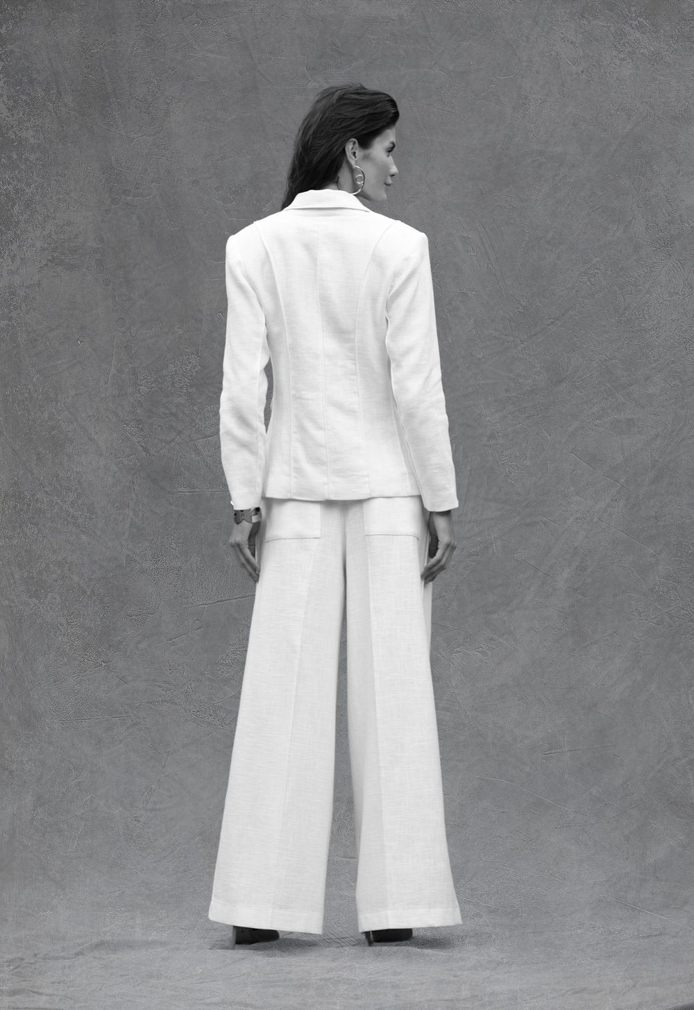 Calça Ampla Rami de Algodão Off White Vitória