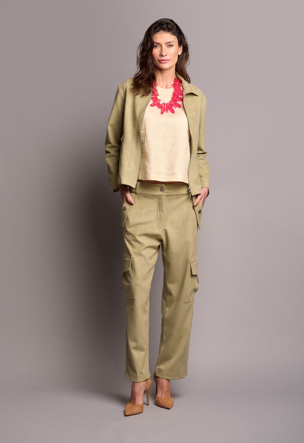 Calça Cargo Suede Verde Fabiana