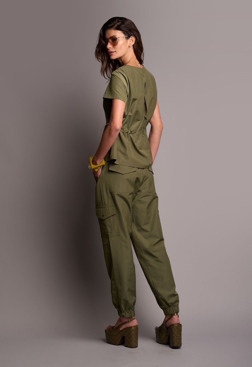 Calça Jogging Tecido Tecnológico Verde Marta