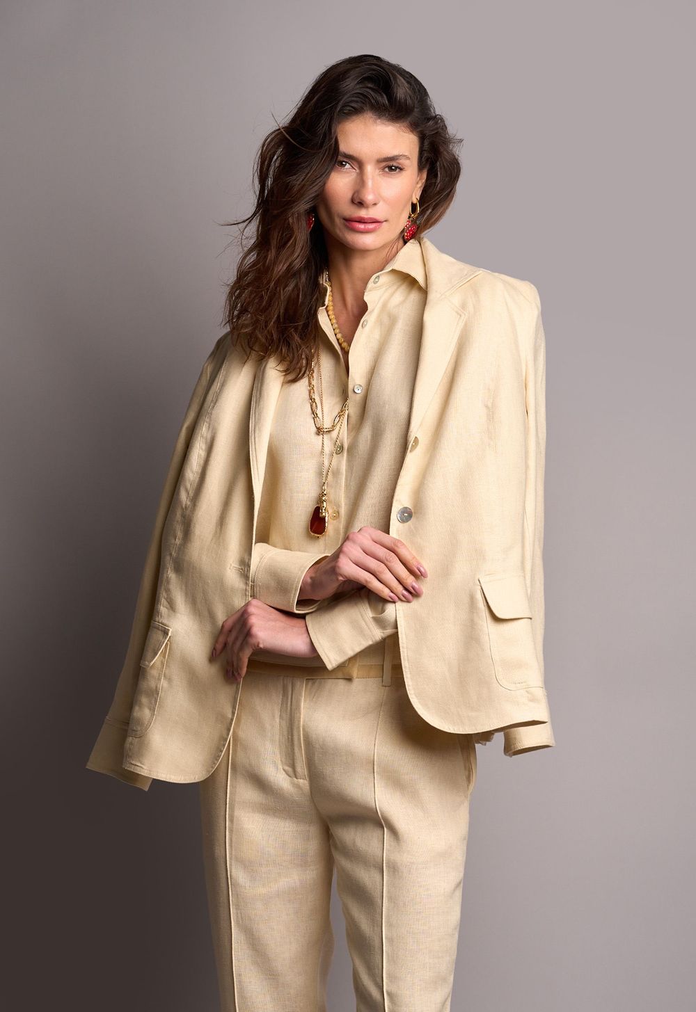 Blazer Linho Bege Bruna