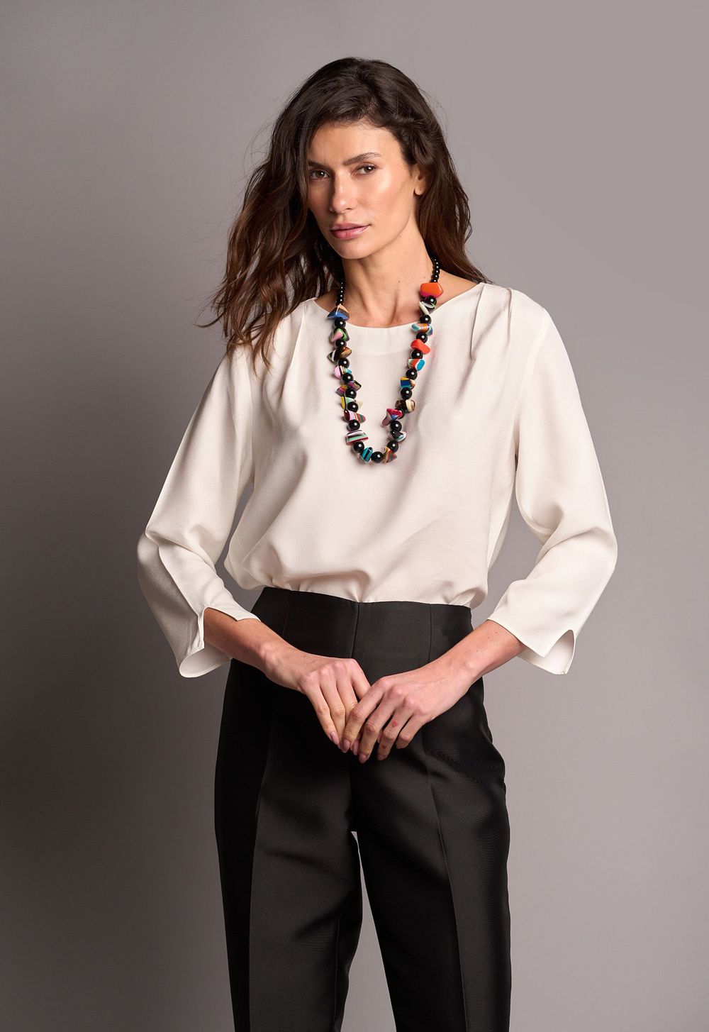 Blusa Manga Longa Off White Roberta