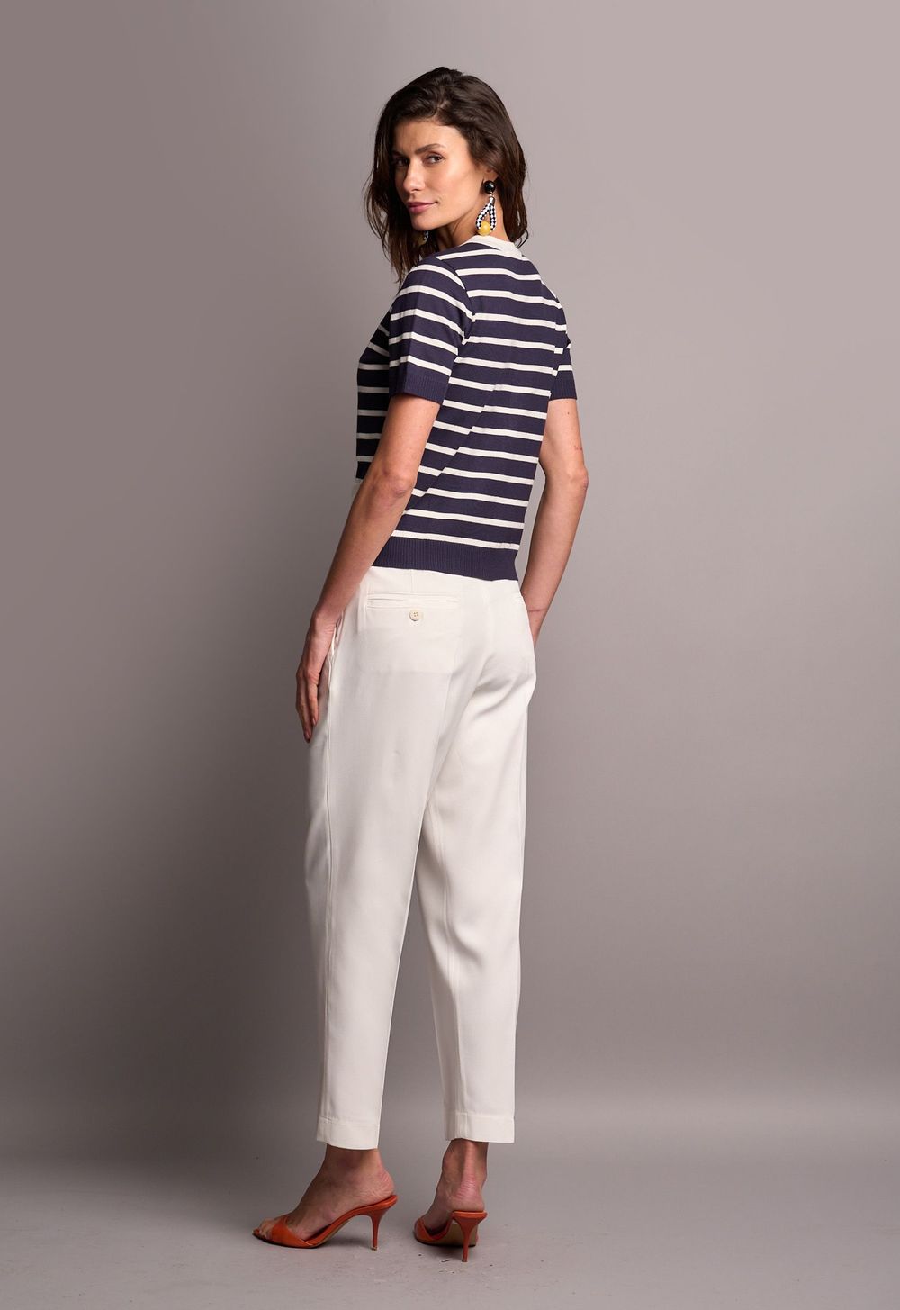 Blusa Trico Listrada Marinho Simone