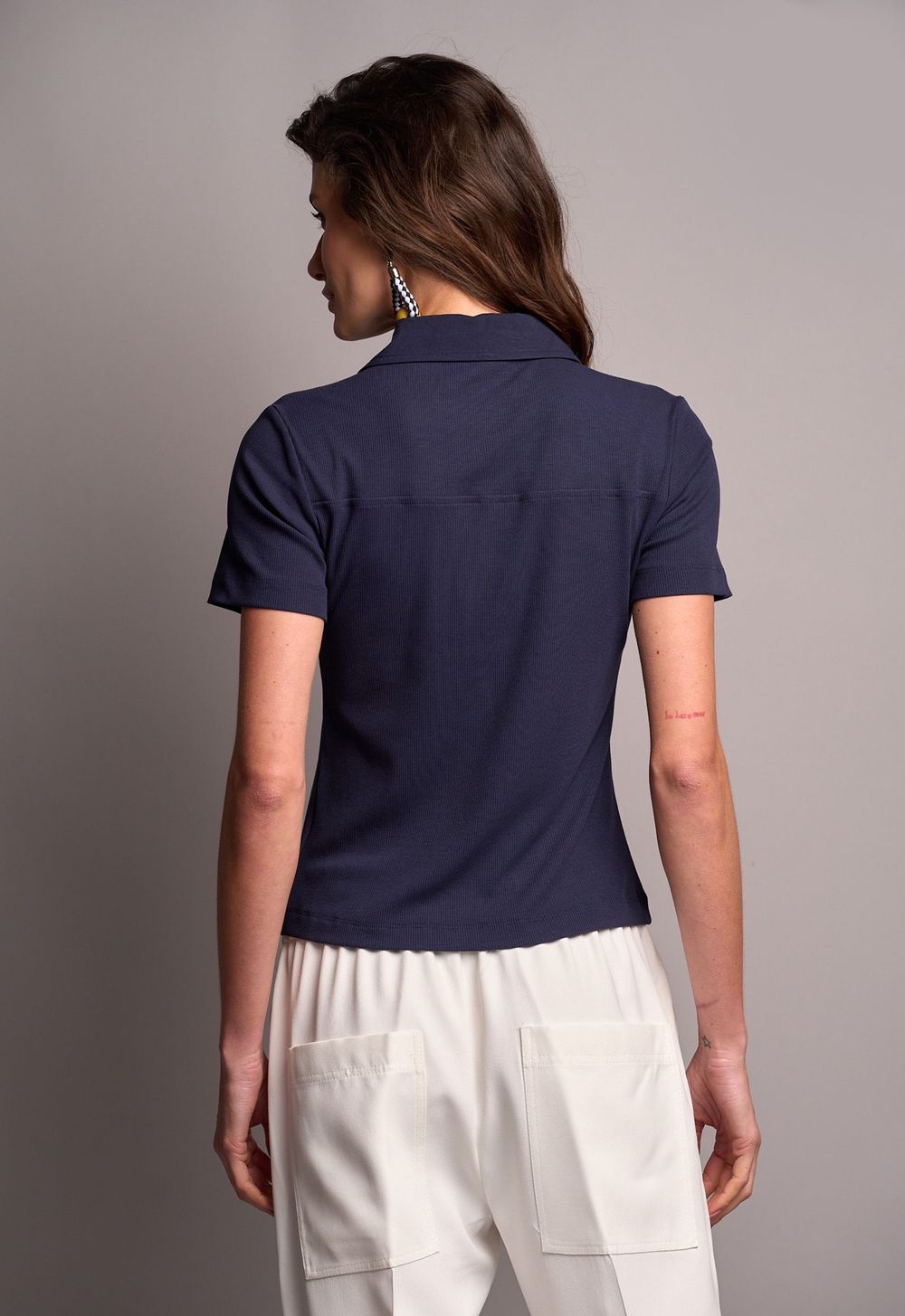 Blusa Polo Ribana Marinho Sandra