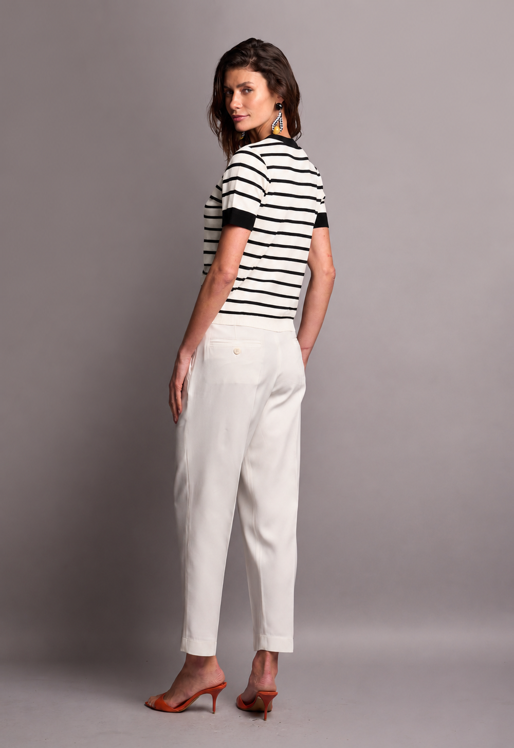 Blusa Trico Listrada Off White Simone