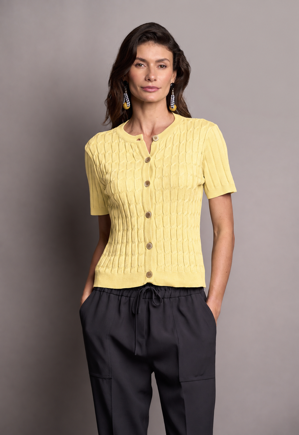 Blusa Trico Tranças Amarelo Suzy