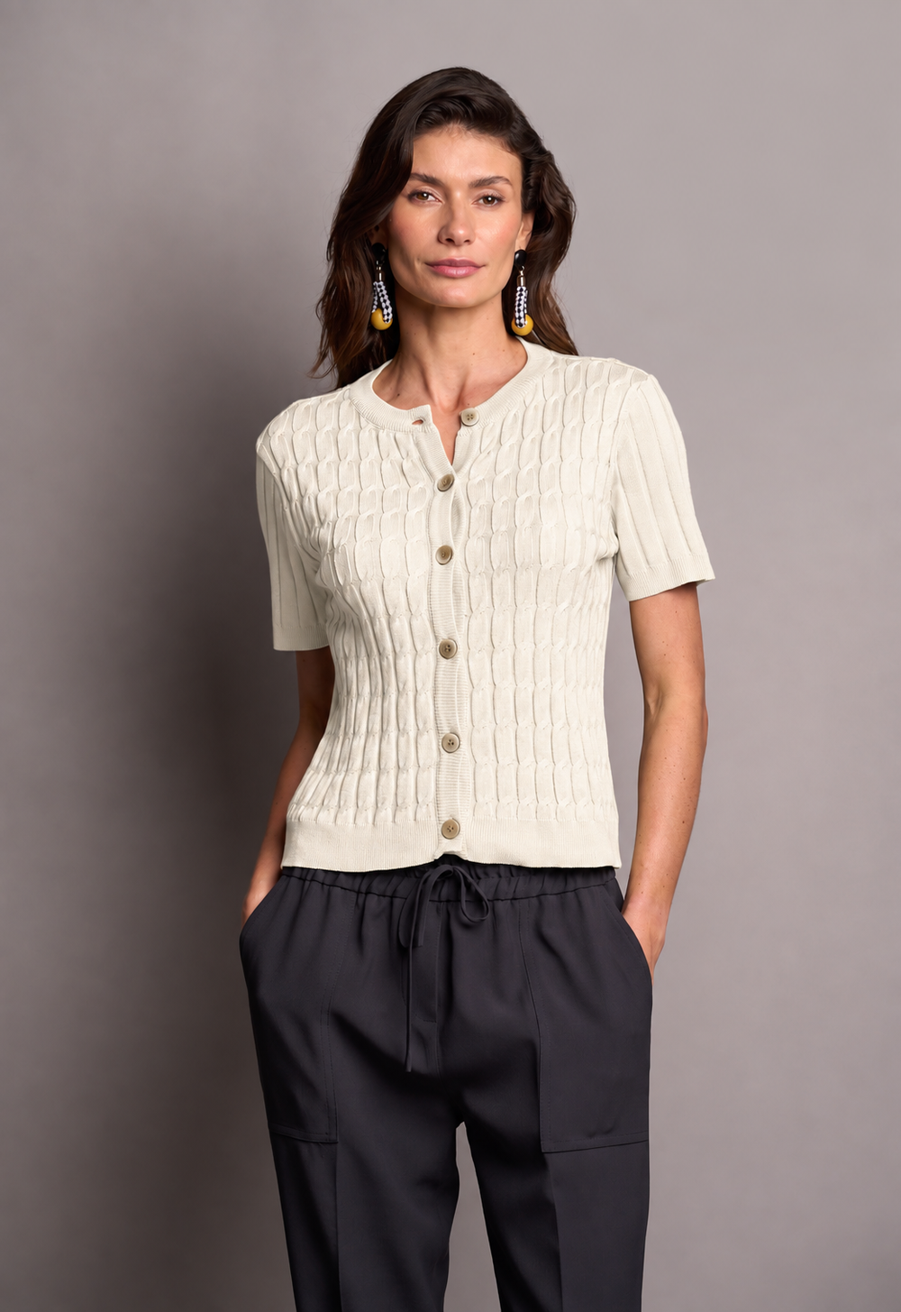 Blusa Trico Tranças Off White Suzy