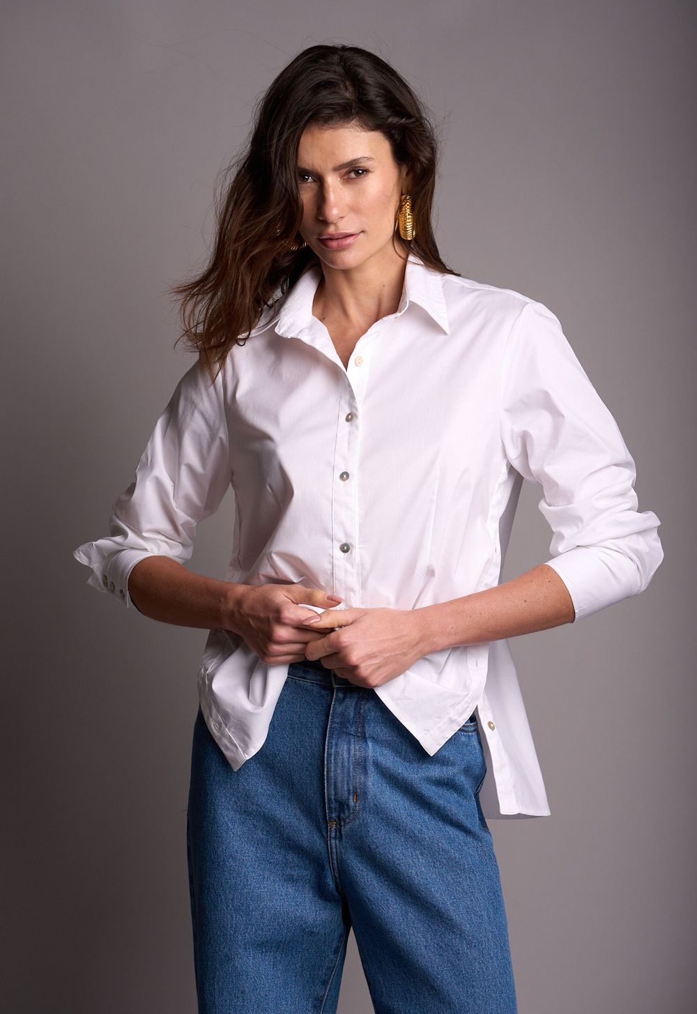 Camisa Tricoline Branco Vivian
