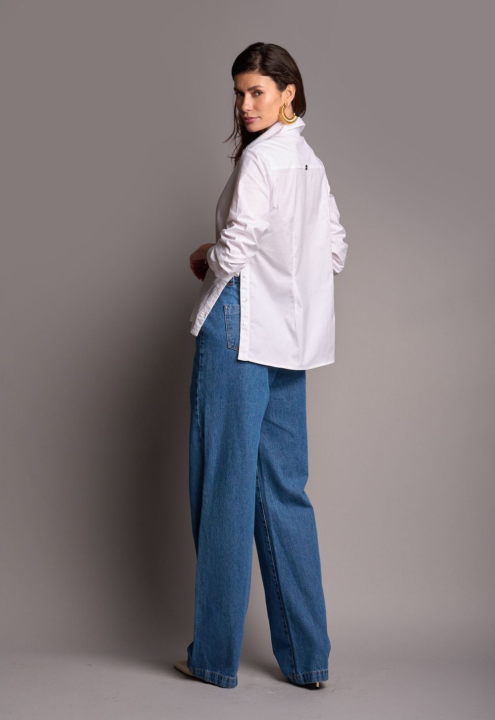 Camisa Tricoline Branco Vivian