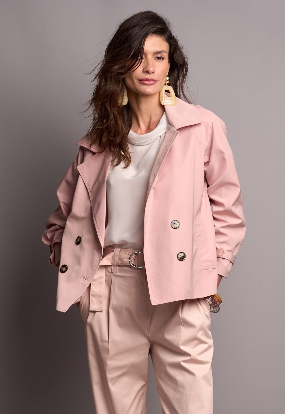 Trench Coat Curto Rosa Alegra CB