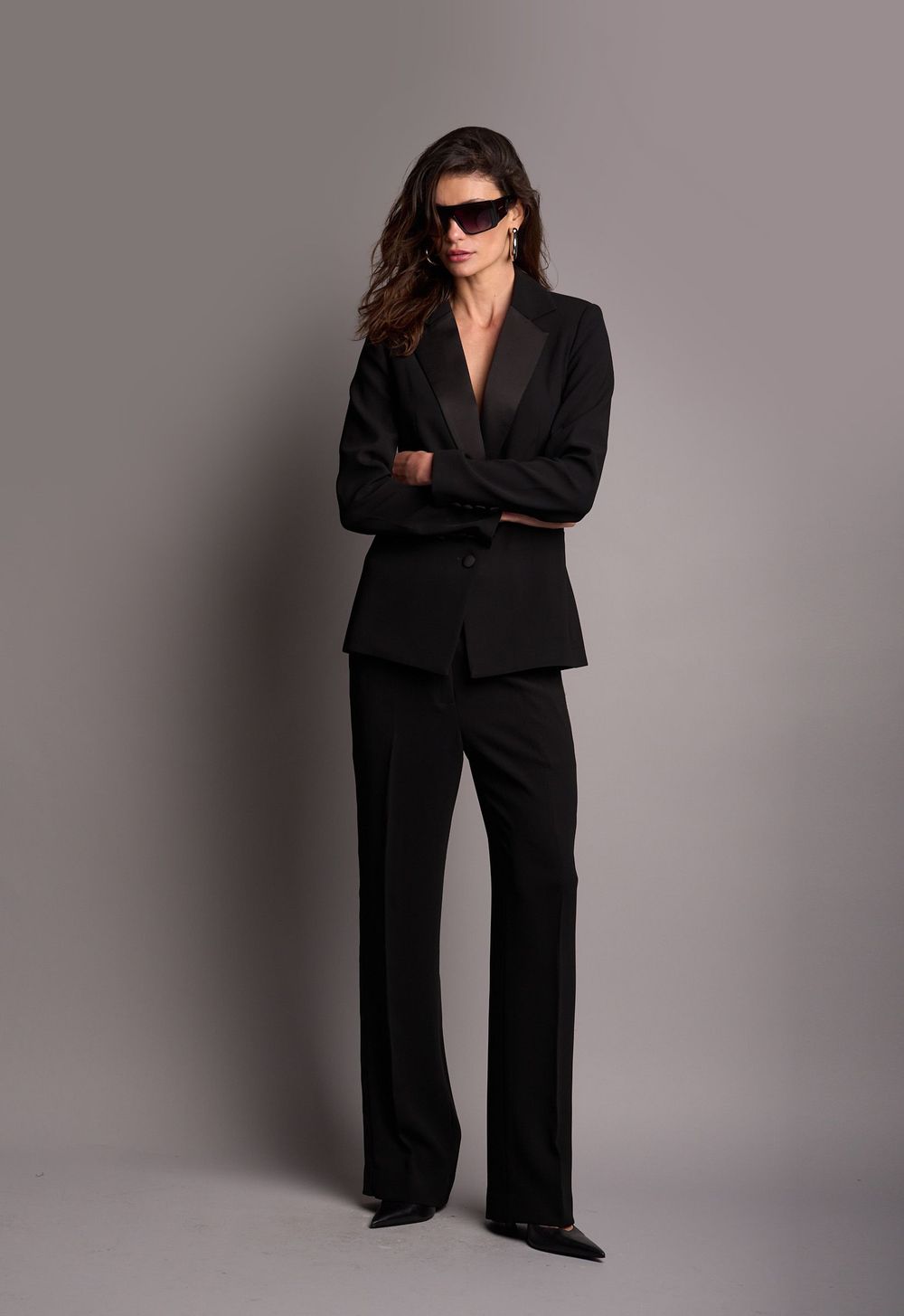 Calça Reta Crepe Preta Roberta CB