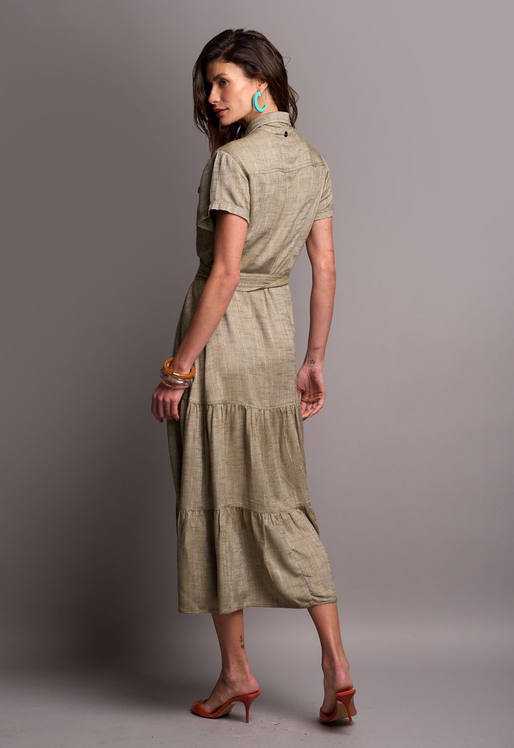 Vestido Chemise Viscolinho Verde Rafaela CB
