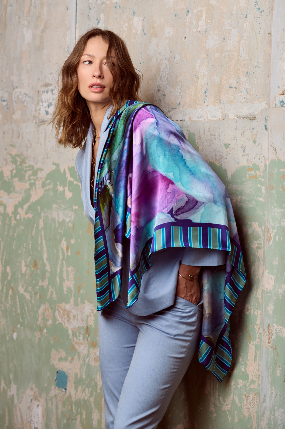 Lenço Cetim de Seda Iris CB - Scarf Me