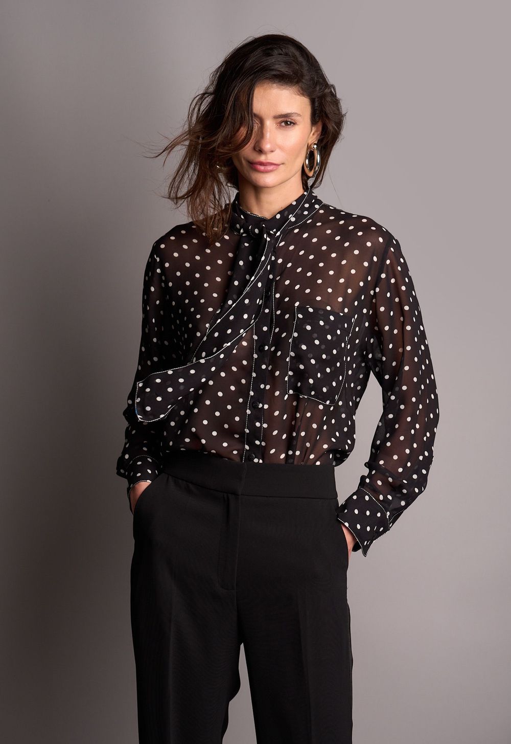 Camisa Crepe Poá Fabienne CB