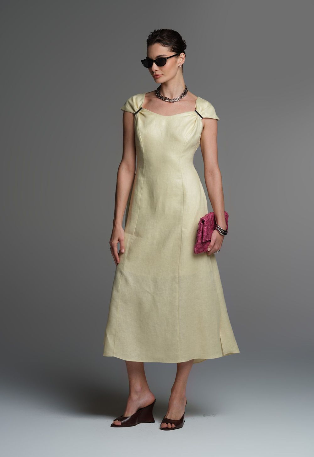 Vestido Linho Amarelo Laura