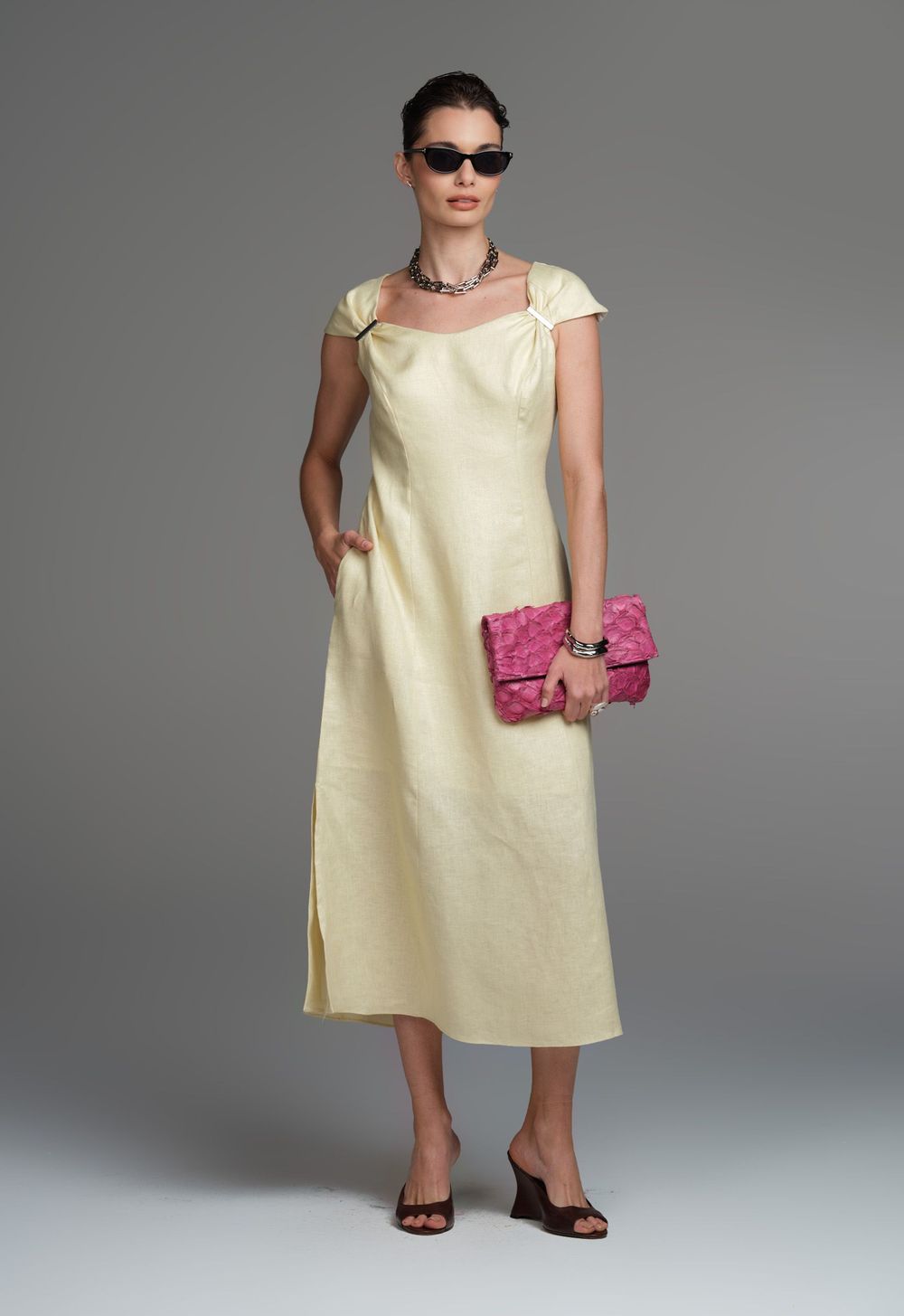 Vestido Linho Amarelo Laura