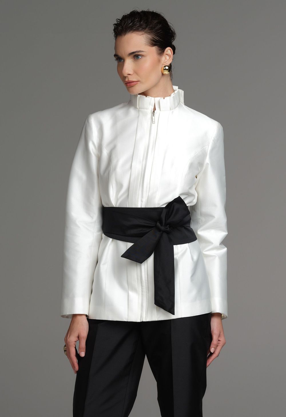 Blazer Tafetá Off White Leticia