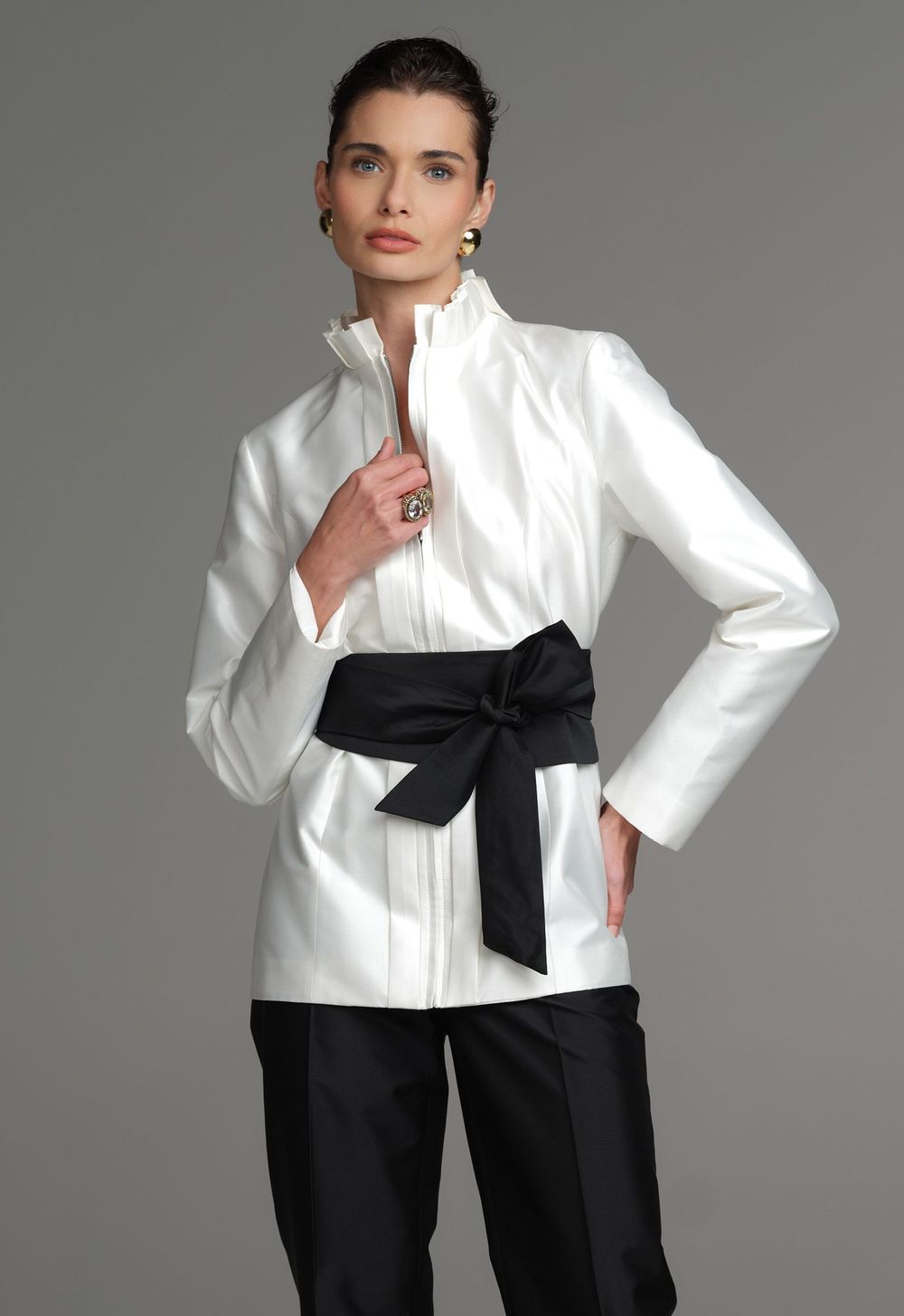 Blazer Tafetá Off White Leticia