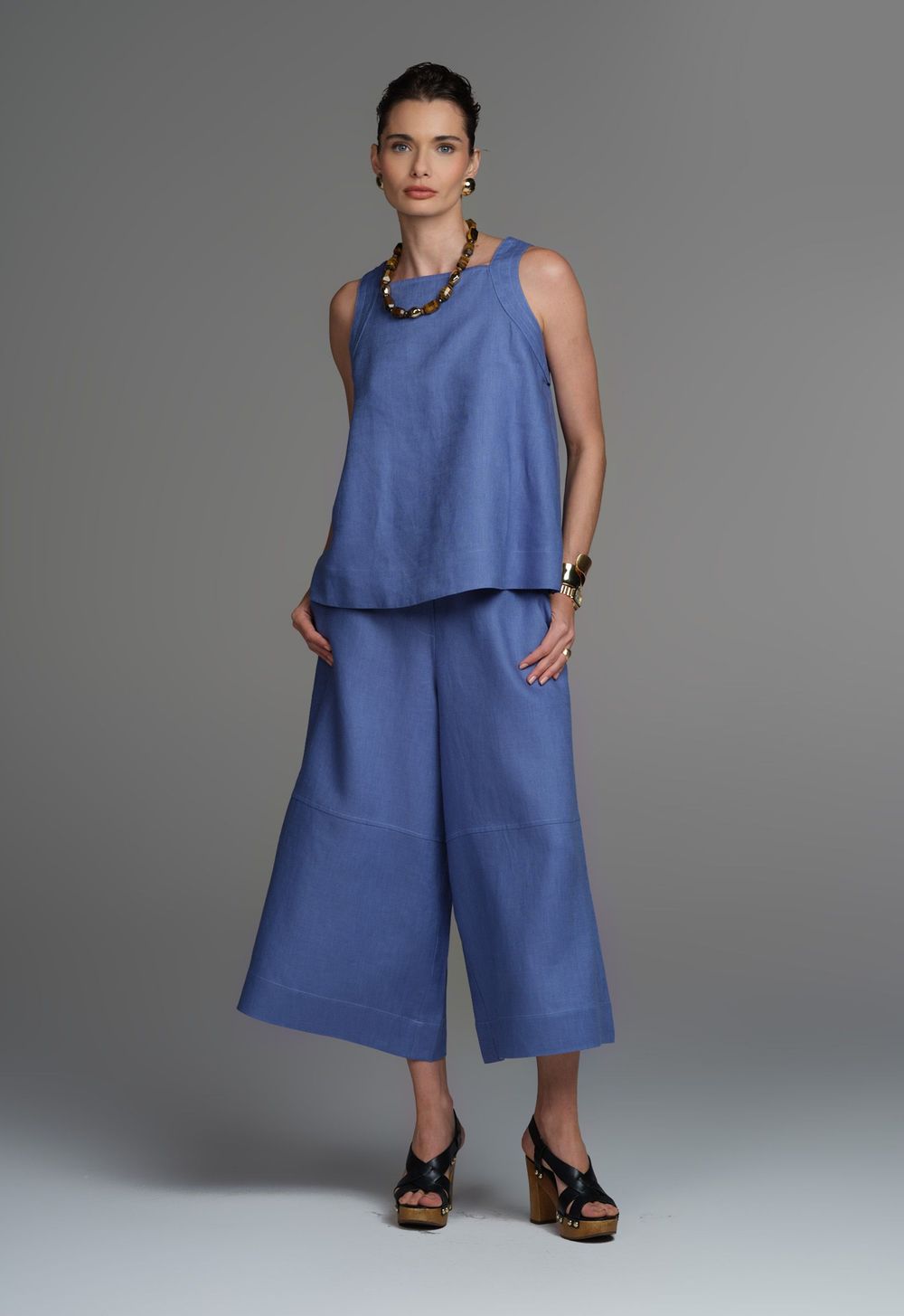 Regata Linho Azul Jeans Ully