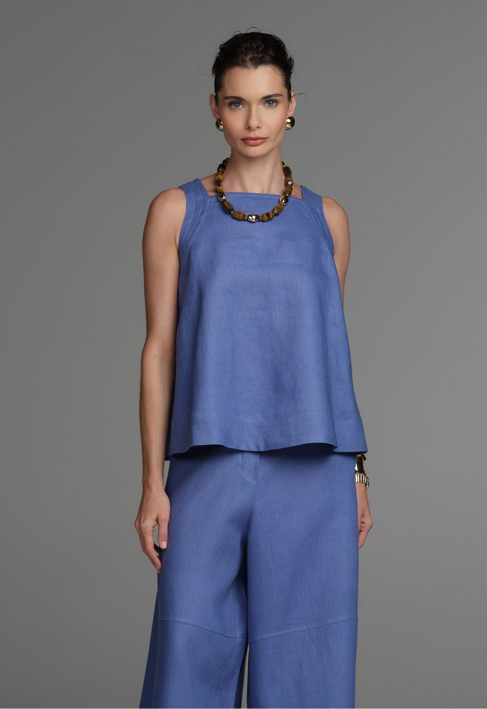 Regata Linho Azul Jeans Ully