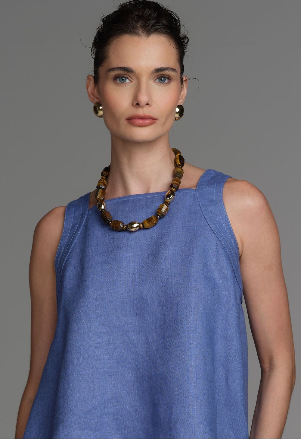 Regata Linho Azul Jeans Ully