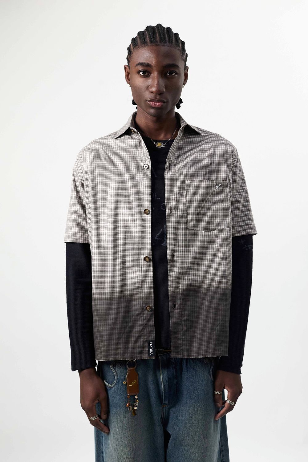 Camisa de Botão Jateada Xadrez