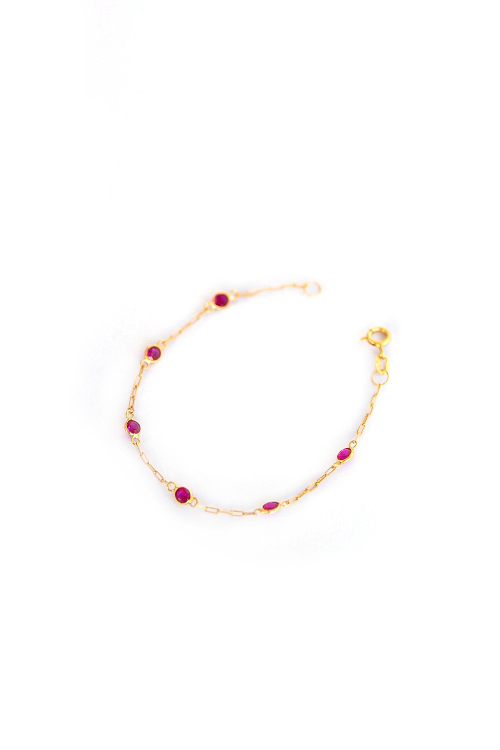 PULSEIRA INFANTIL 3MM ZIRCONIA VERMELHA OURO 18K