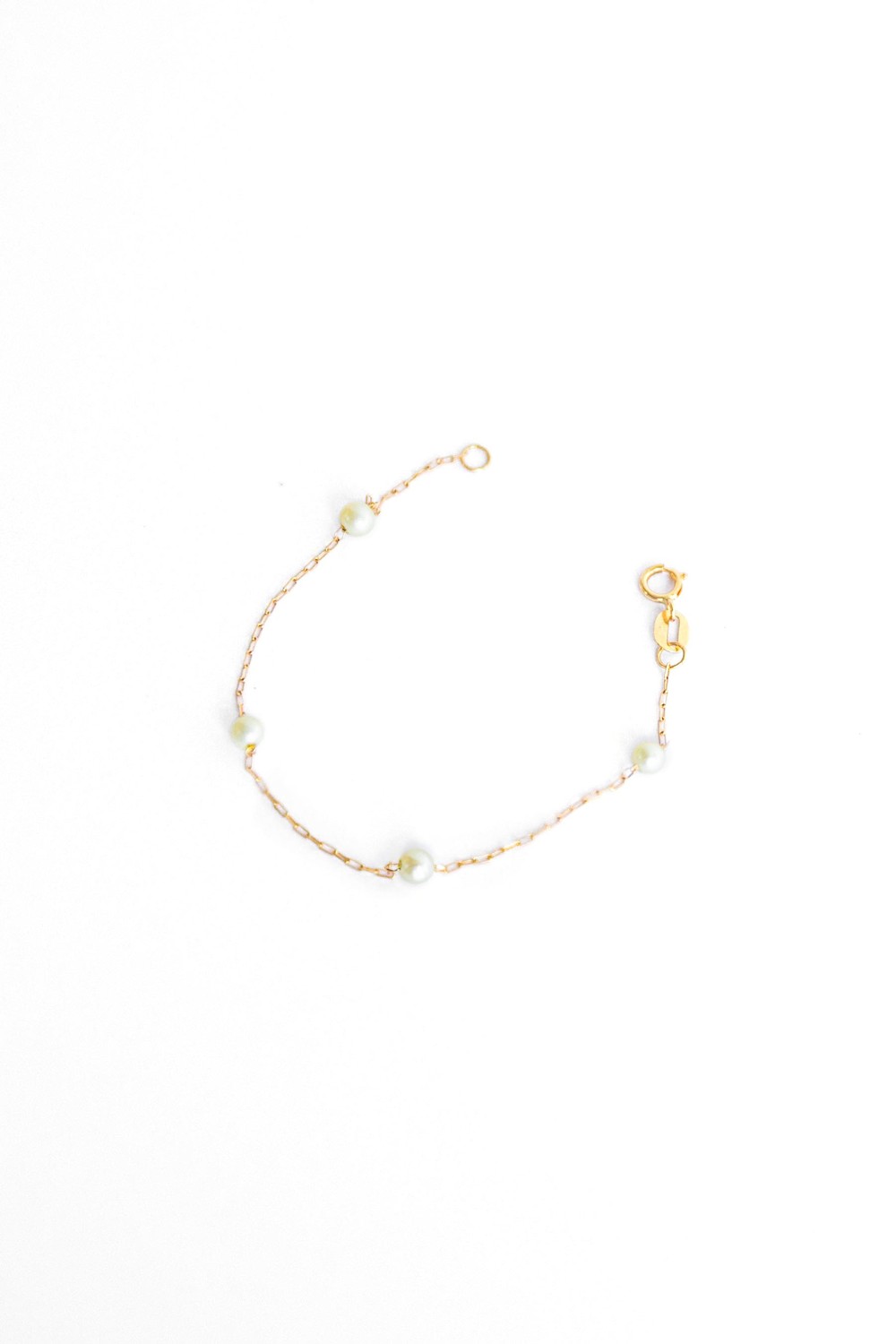 PULSEIRA INFANTIL PEROLAS 3MM OURO 18K