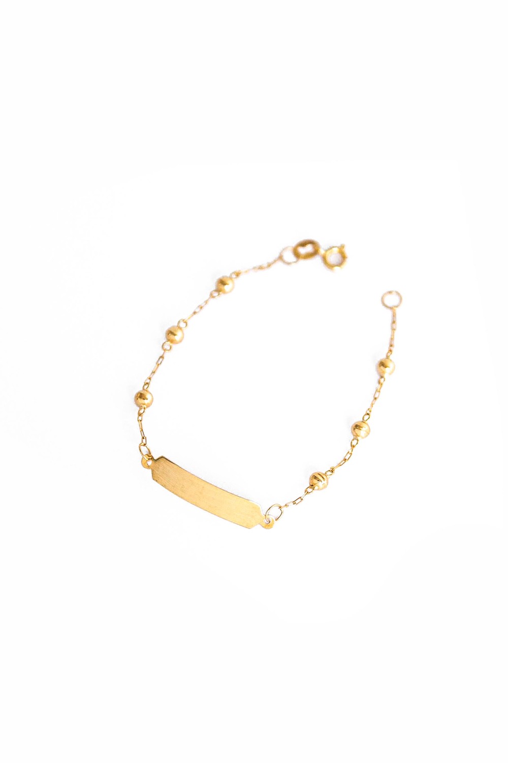 PULSEIRA INFANTIL CHAPA E BOLAS OURO 18K