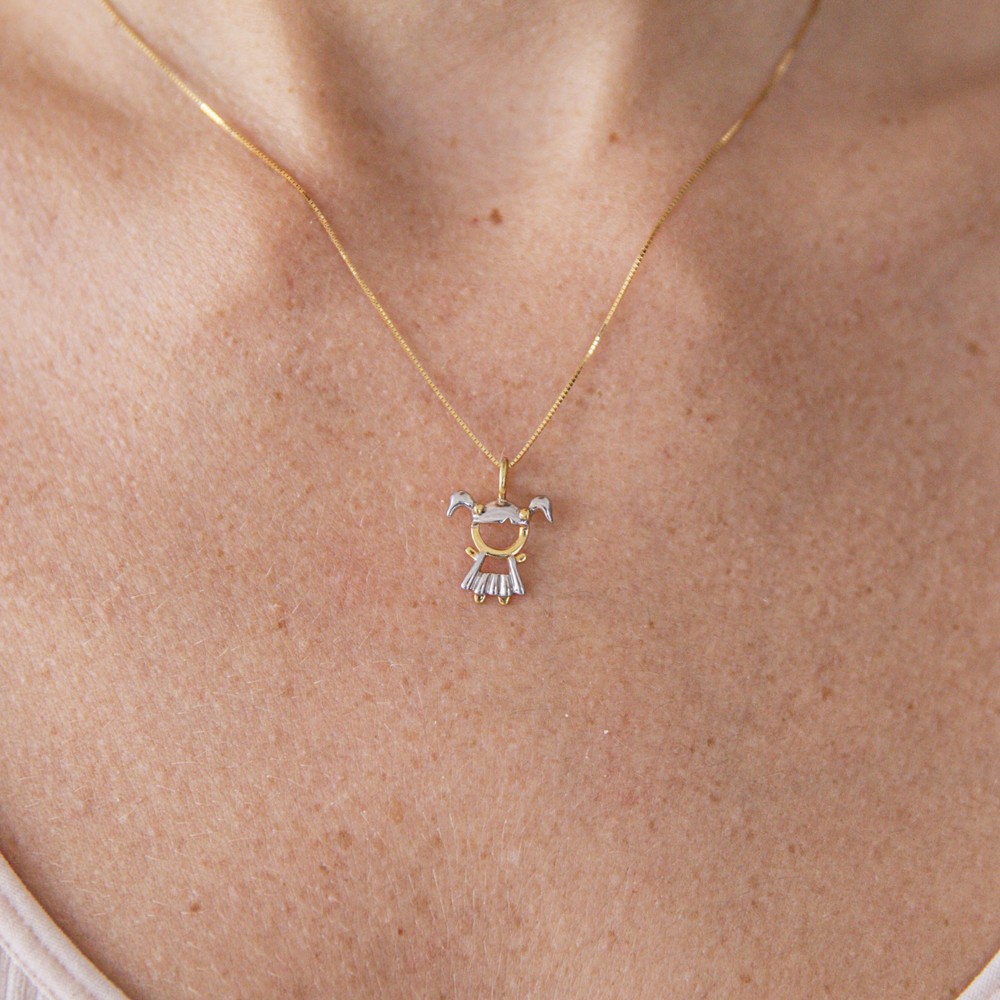 PINGENTE MENINA OURO 18K