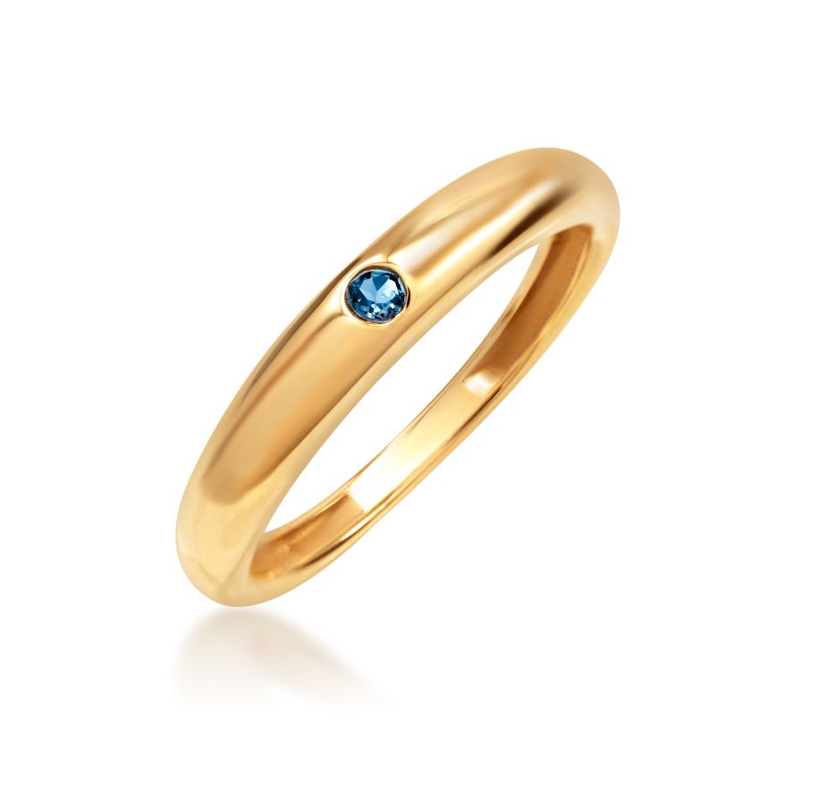 Anel tipo aliança em ouro 18k e topázio london blue