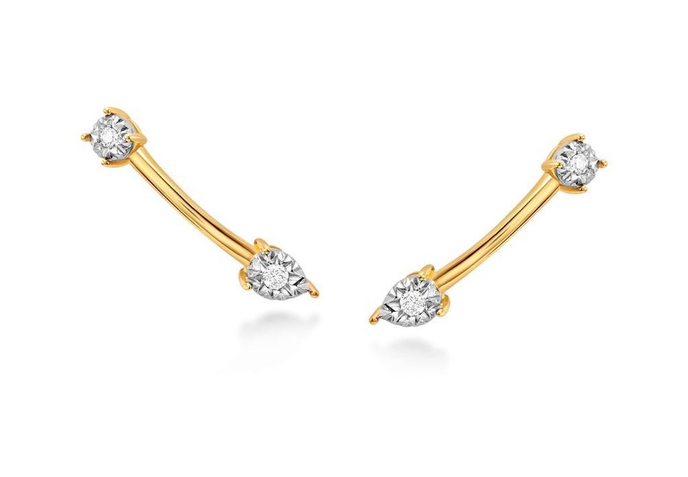 Brinco Earcuff com brilhantes em ouro 18K