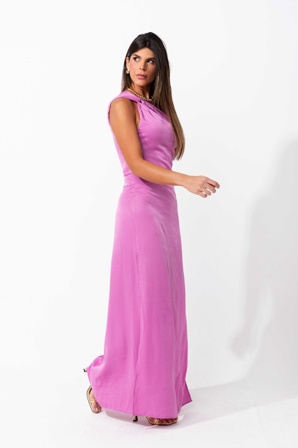 Vestido Longo Constança - Rosa Chiclete