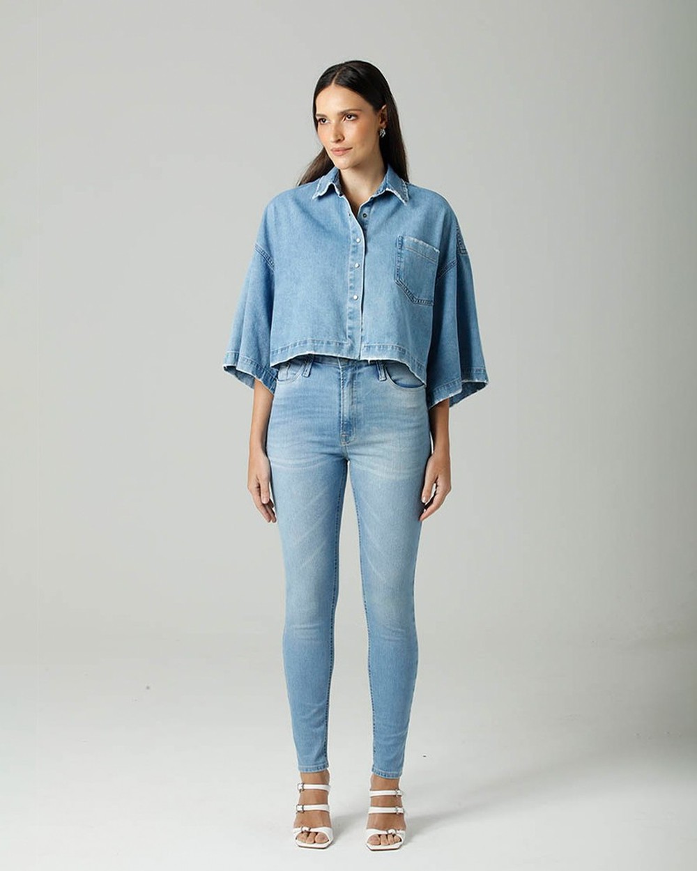 Camisa Cropped Box Jeans