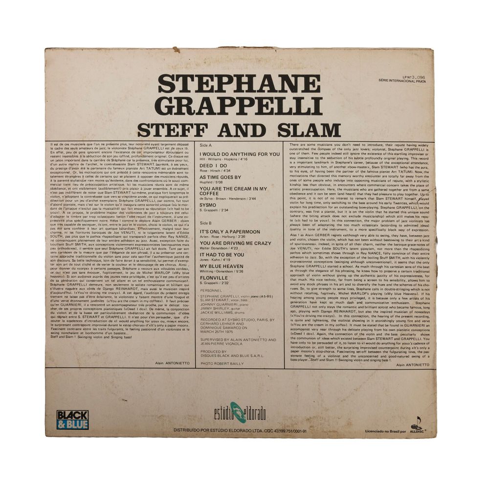 LP JAZZ GREATEST NAMES - STEPHANE GRAPPELLI