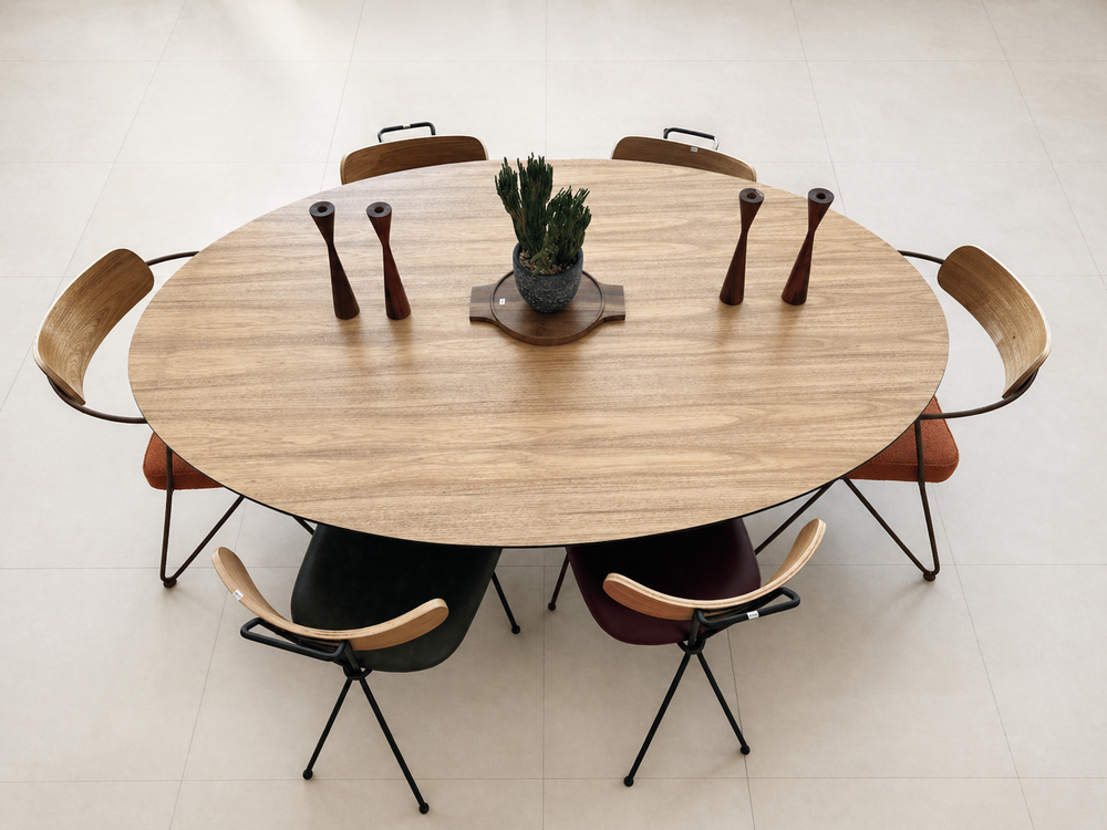 Mesa de Jantar Oval Concre