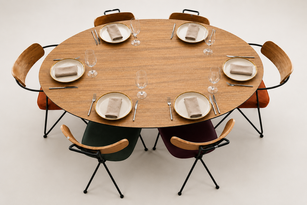 Mesa de Jantar Oval Concre