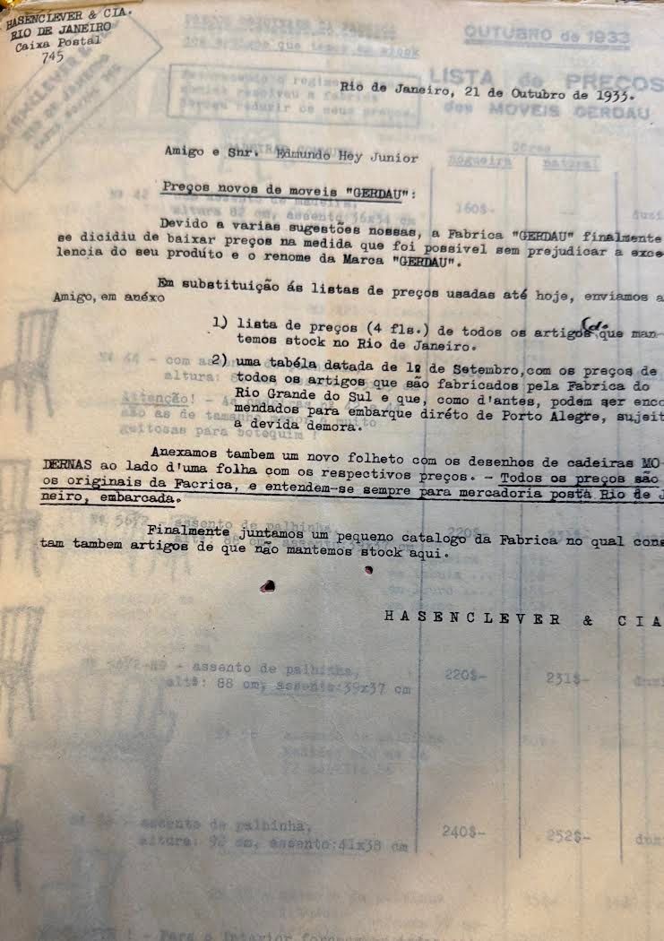 Lista de Preços Móveis Gerdau, 1933