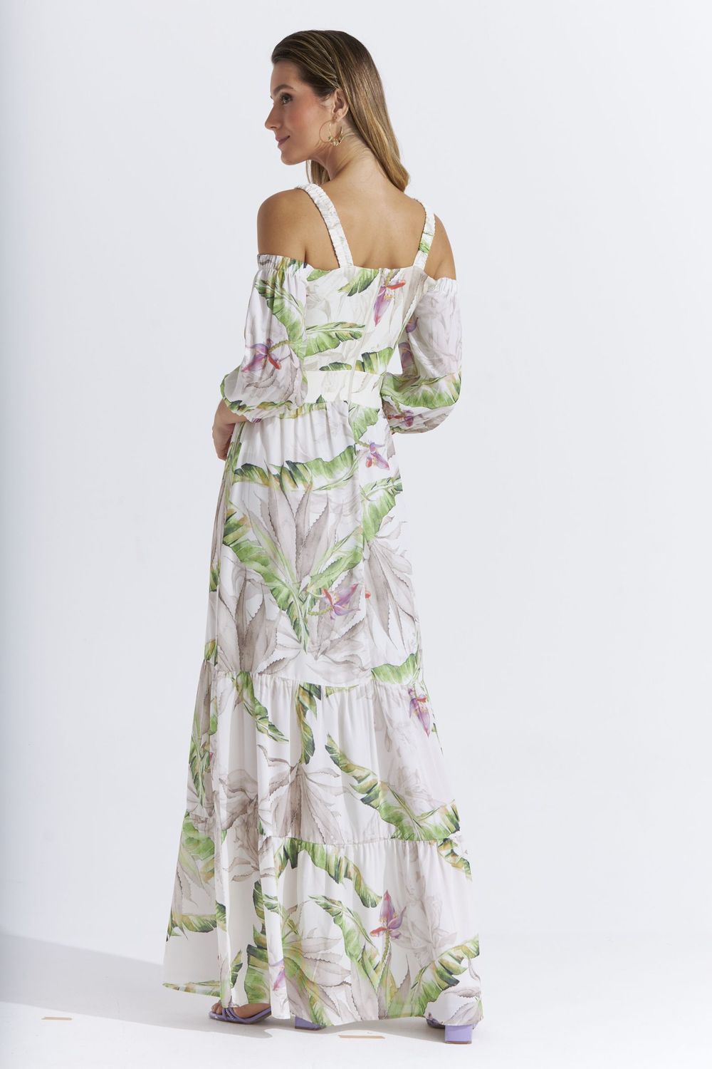 VESTIDO LONGO MANGARÁ C/ AMARRAÇÃO FRENTE