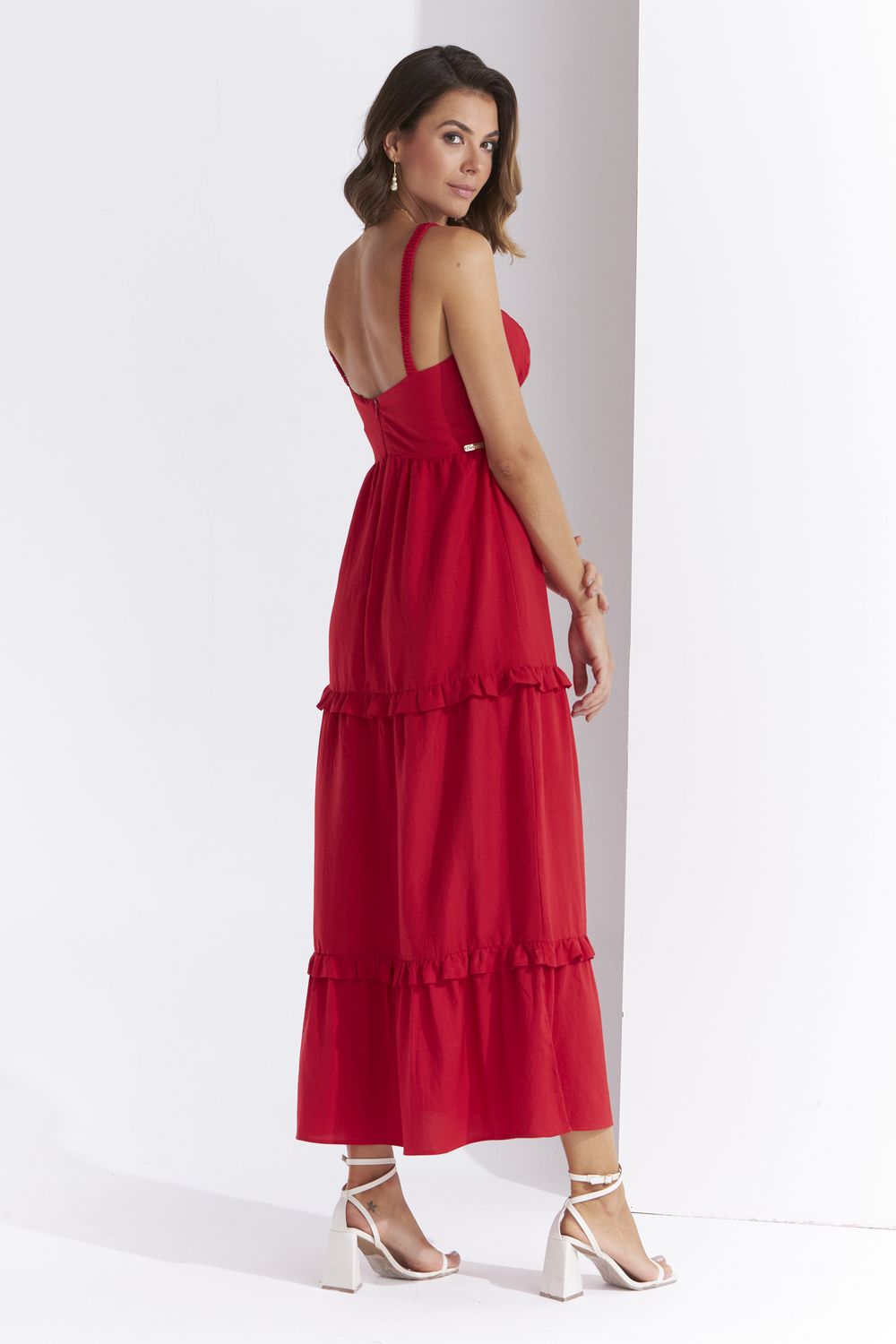 VESTIDO LONGUETE LISO FLOW C/ ALÇA FRENTE