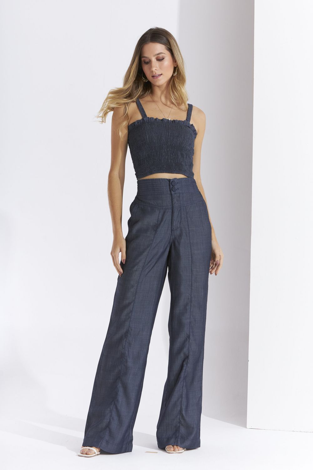 TOP DE LASTEX JEANS LEVE