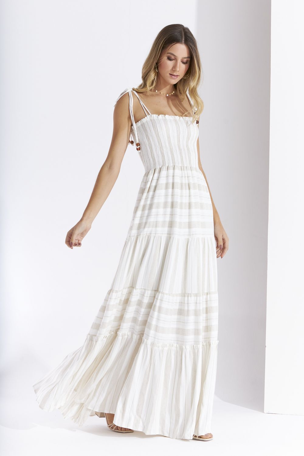 VESTIDO LONGO LISTRA MOGNO C/ LUREX