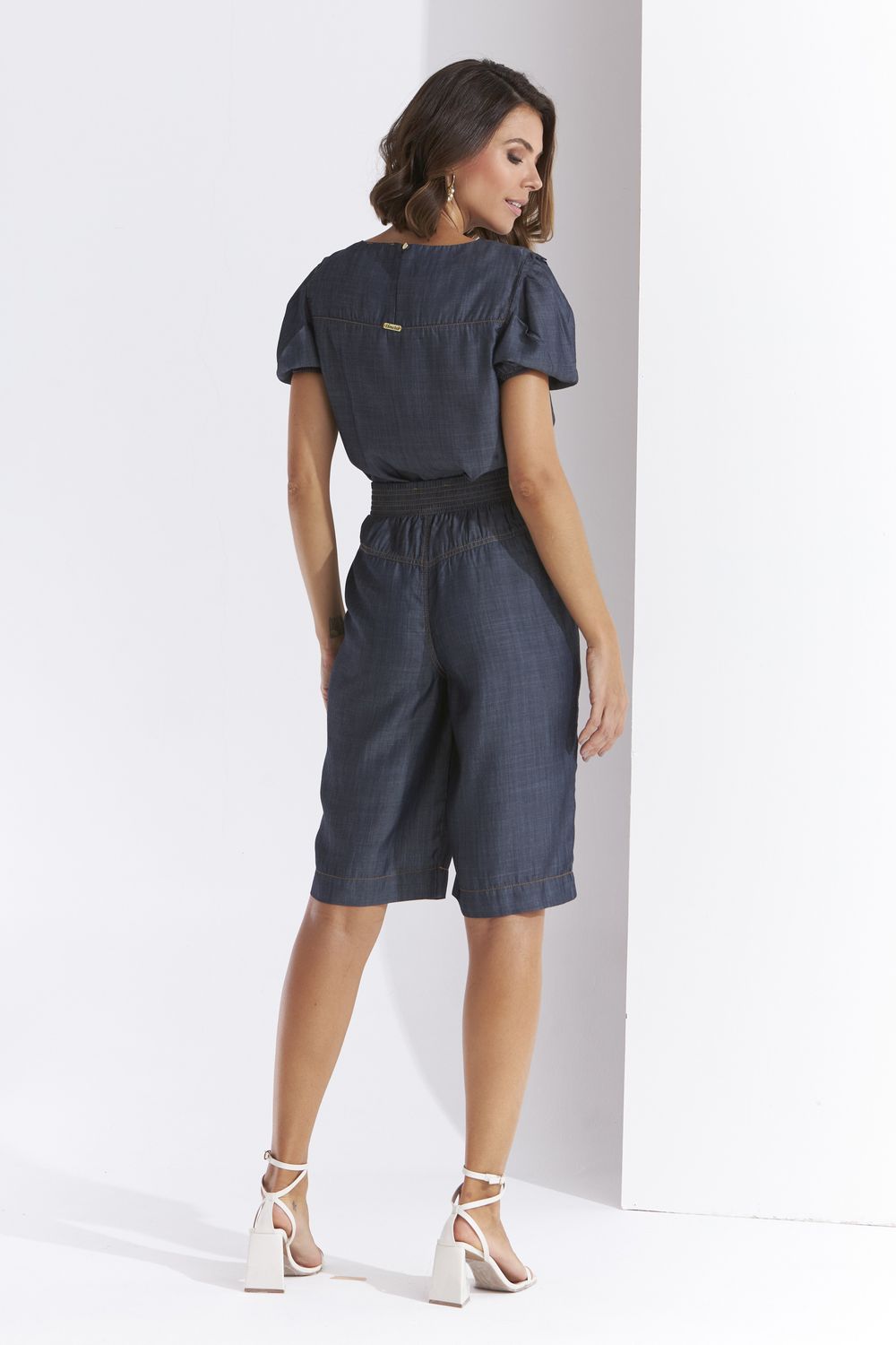 BERMUDA JEANS LEVE C/ ELÁSTICO