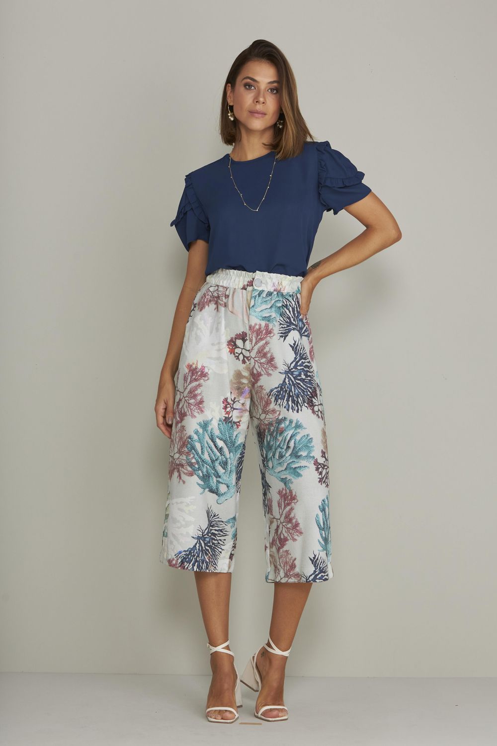 CALÇA CROPPED CORAL