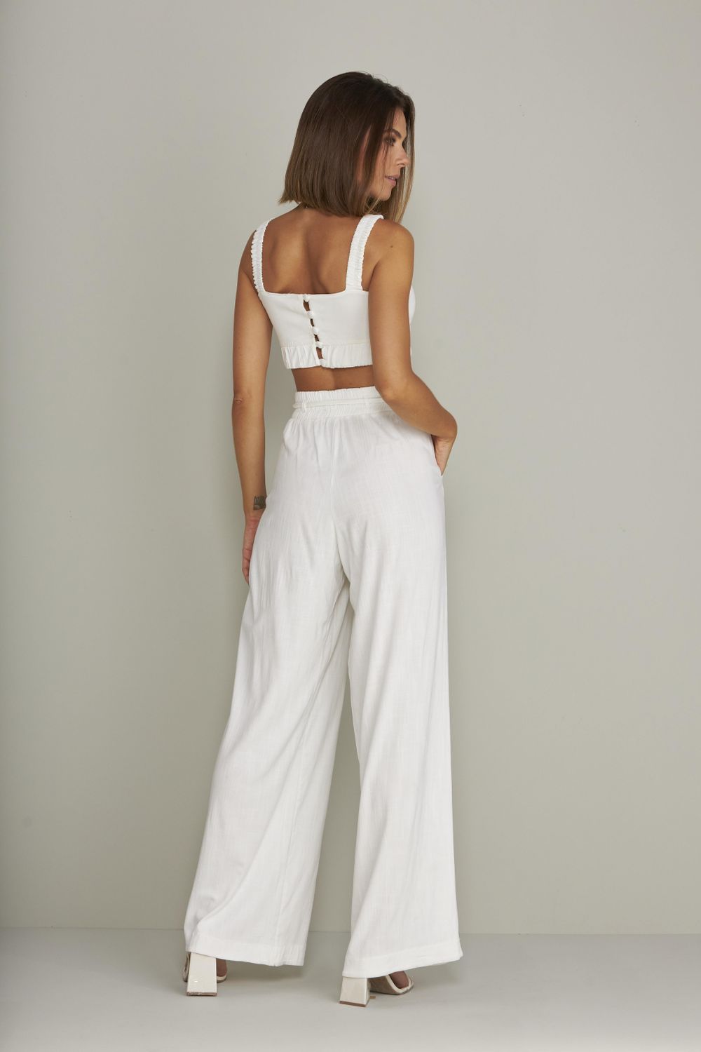 PANTALONA LISA SLUB C/ DETALHE DE AMARRAÇÃO