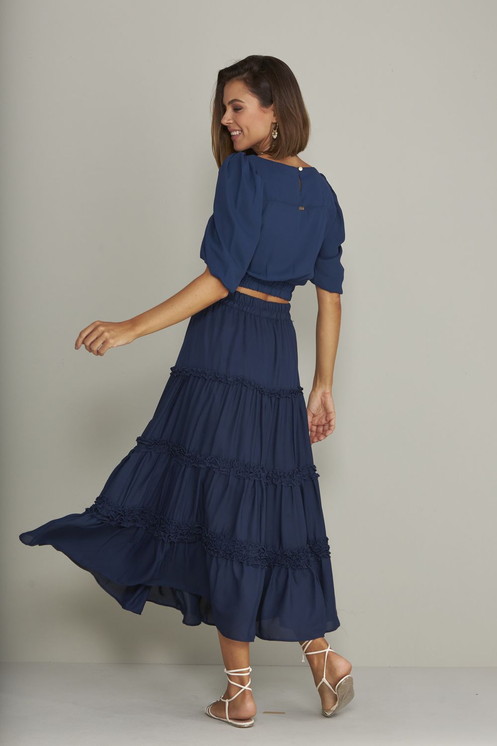 SAIA MIDI LISA C/ DETALHE DE FRUFRU